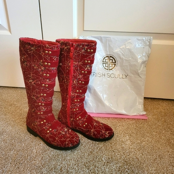 ♥️NWT♥️ TRISH SCULLY GIRLS CRIMSON BOOTS - Picture 1 of 16